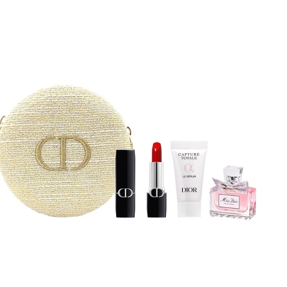 Dior Holiday 2024 Gold Glitter Jewelry Pouch Travel Set of 4 - Limited Edition - Picture 1 of 3